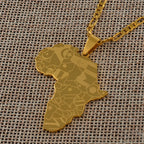 Collier Carte d’Afrique Couleur Or/Argent – Pendentif Drapeau Unisexe