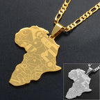 Collier Carte d’Afrique Couleur Or/Argent – Pendentif Drapeau Unisexe