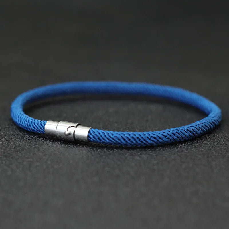 Bracelet Homme Corde Argent – Double Boucle Sécurité