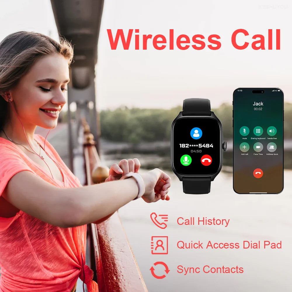 Montre Connectée 2.01'' HD, Appels Bluetooth - KESHUYOU H9 Pro Max