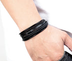 Bracelet Homme XQNI – Cuir Tressé à la Main & Acier Inoxydable, Fermoir Magnétique