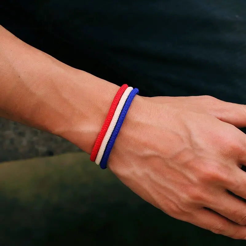 Bracelet Homme Corde Argent – Double Boucle Sécurité