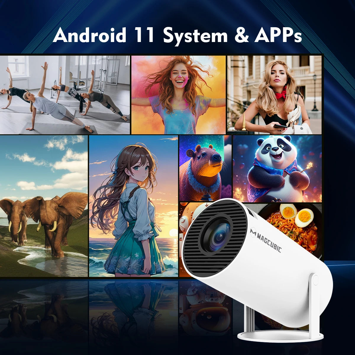 Projecteur Portable HY300 PRO MAGCUBIC | 4K, WiFi6, Android 11 – Home Cinéma & Extérieur