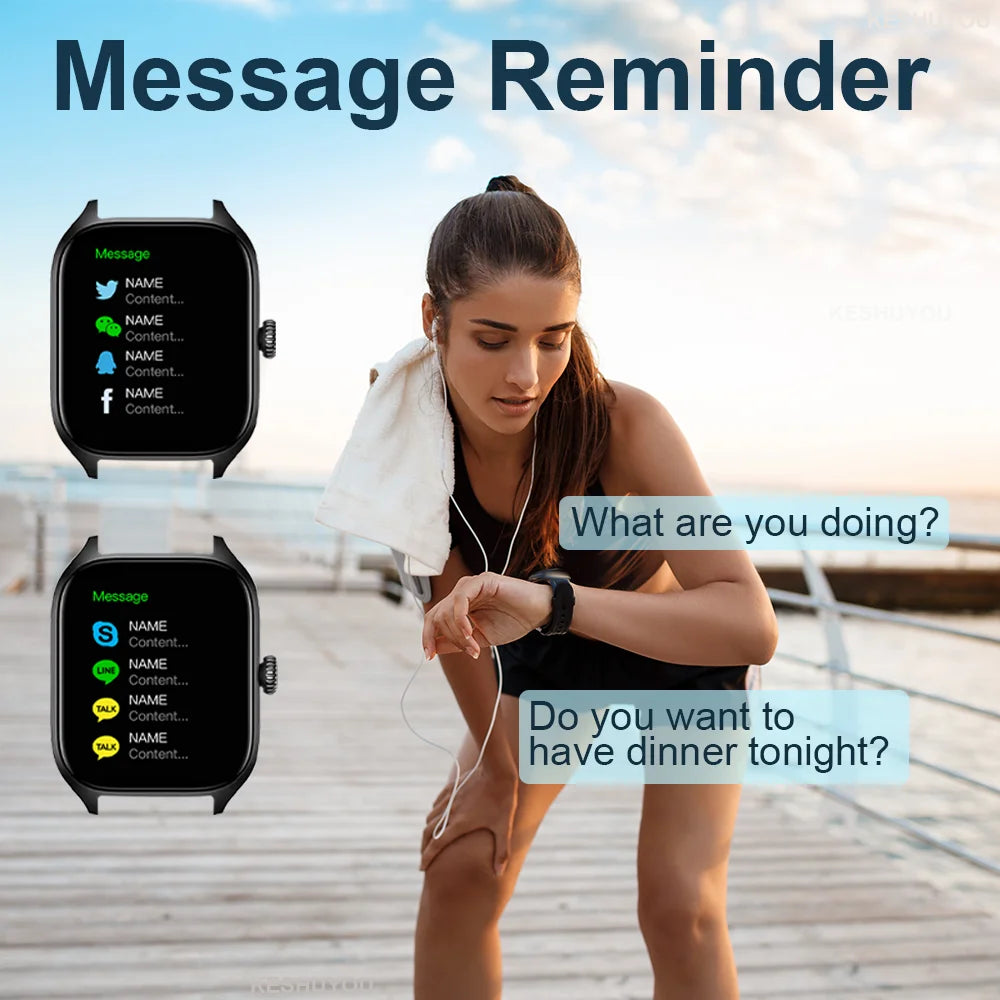 Montre Connectée 2.01'' HD, Appels Bluetooth - KESHUYOU H9 Pro Max