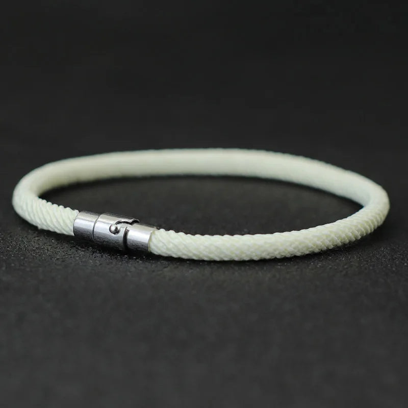 Bracelet Homme Corde Argent – Double Boucle Sécurité