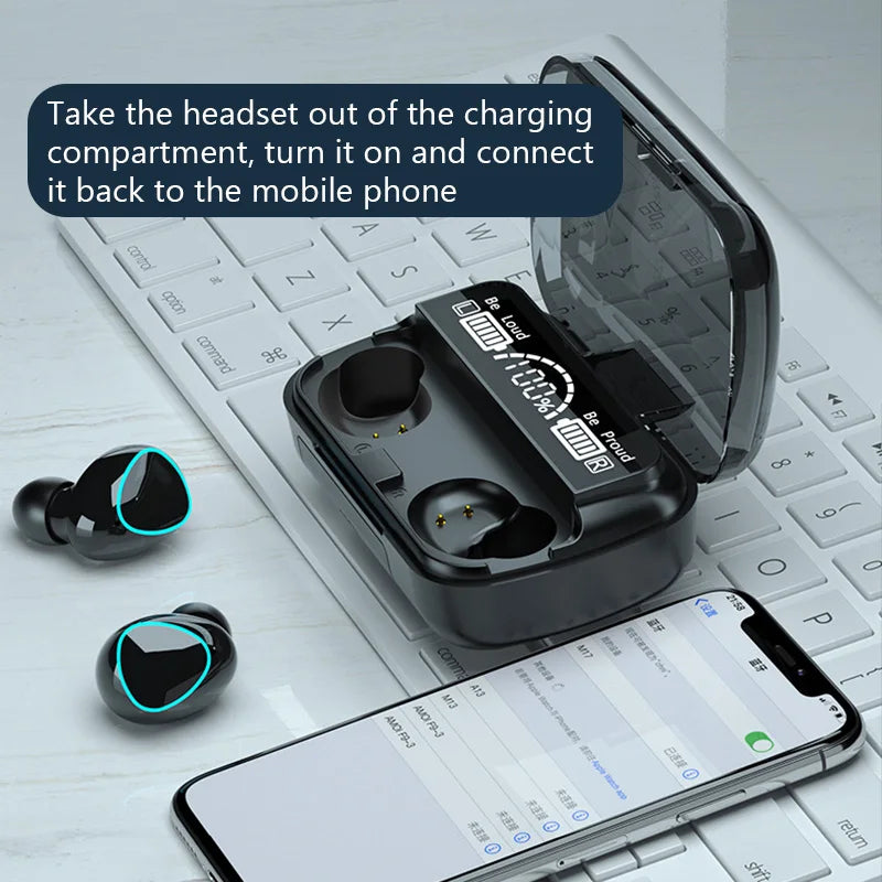 Écouteurs Bluetooth avec Boîte de Charge – Casque Sans Fil, Microphone Intégré