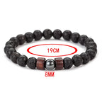 Bracelet Homme en Pierre de Lave – Perles 8mm & Bouddha Tibétain, Fait Main
