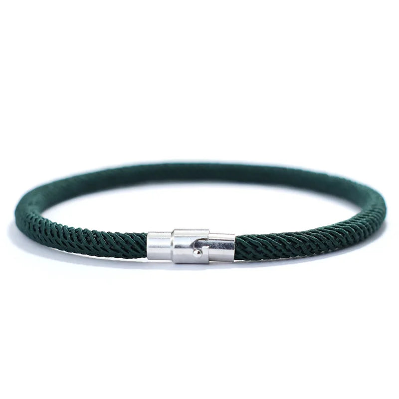 Bracelet Homme Corde Argent – Double Boucle Sécurité