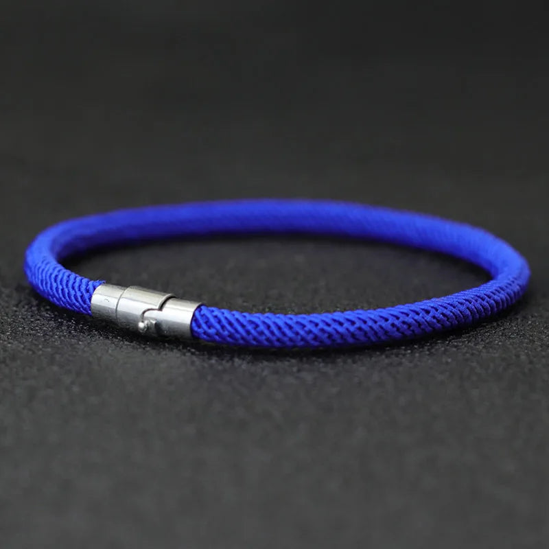 Bracelet Homme Corde Argent – Double Boucle Sécurité