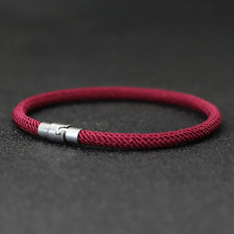Bracelet Homme Corde Argent – Double Boucle Sécurité