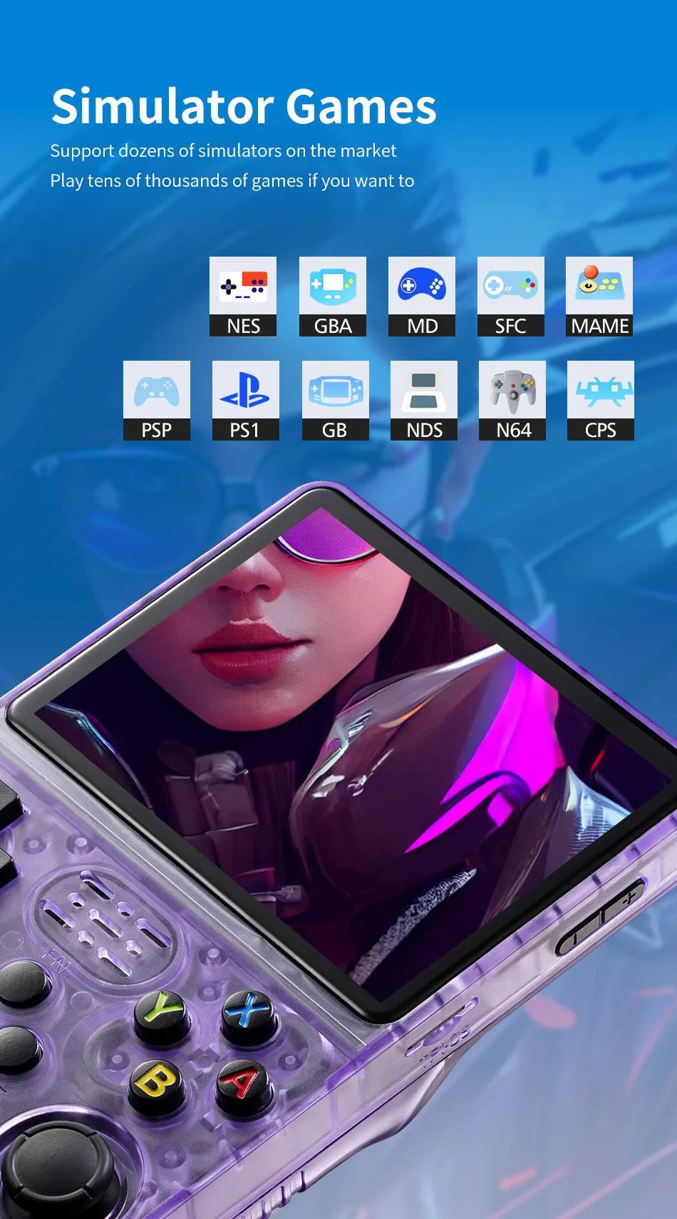 Console de jeu rétro portable R36S – Écran IPS 3,5’’ +20 000 jeux classiques intégrés