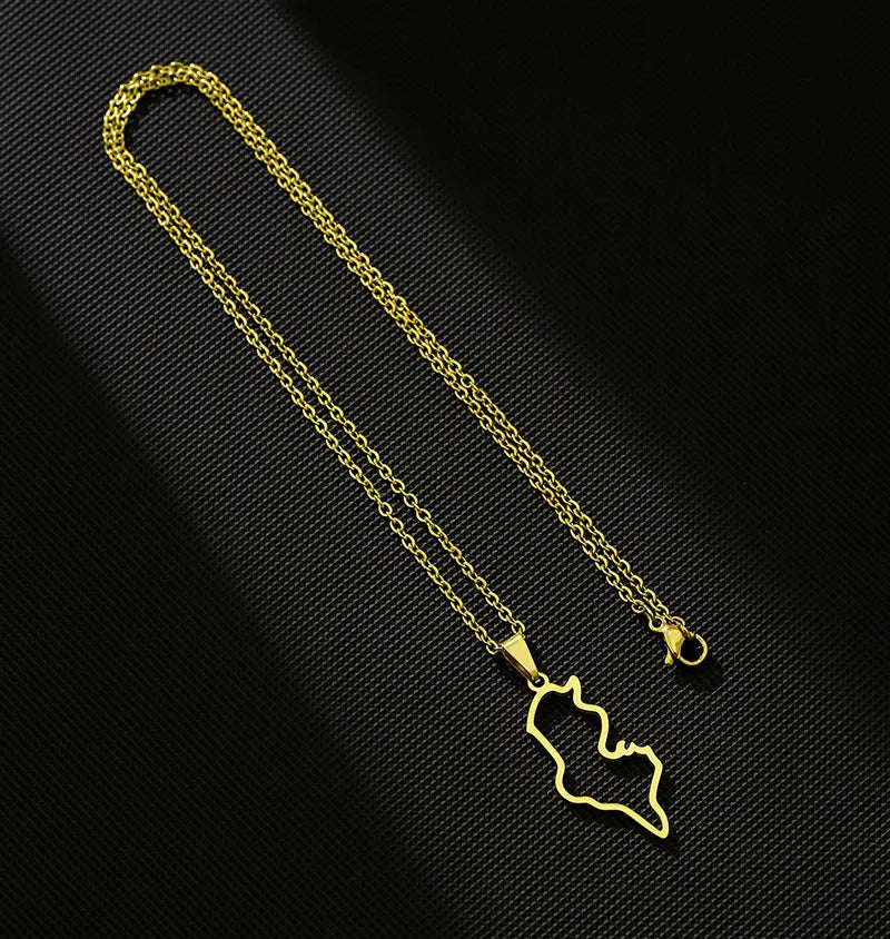 Collier Tunisie en Acier Inoxydable – Pendentif Carte, Unisexe, Bijou Ethnique & Patriotique