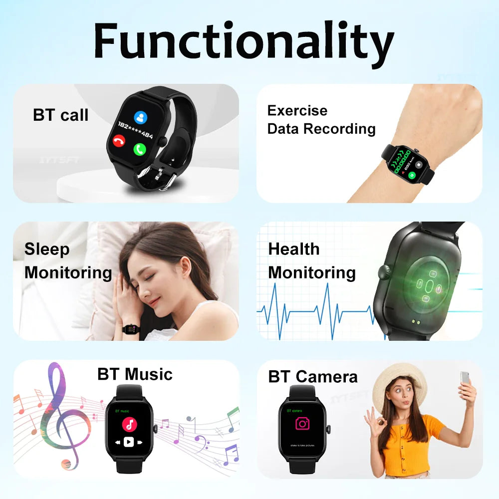 Montre Connectée 2.01'' HD, Appels Bluetooth - KESHUYOU H9 Pro Max