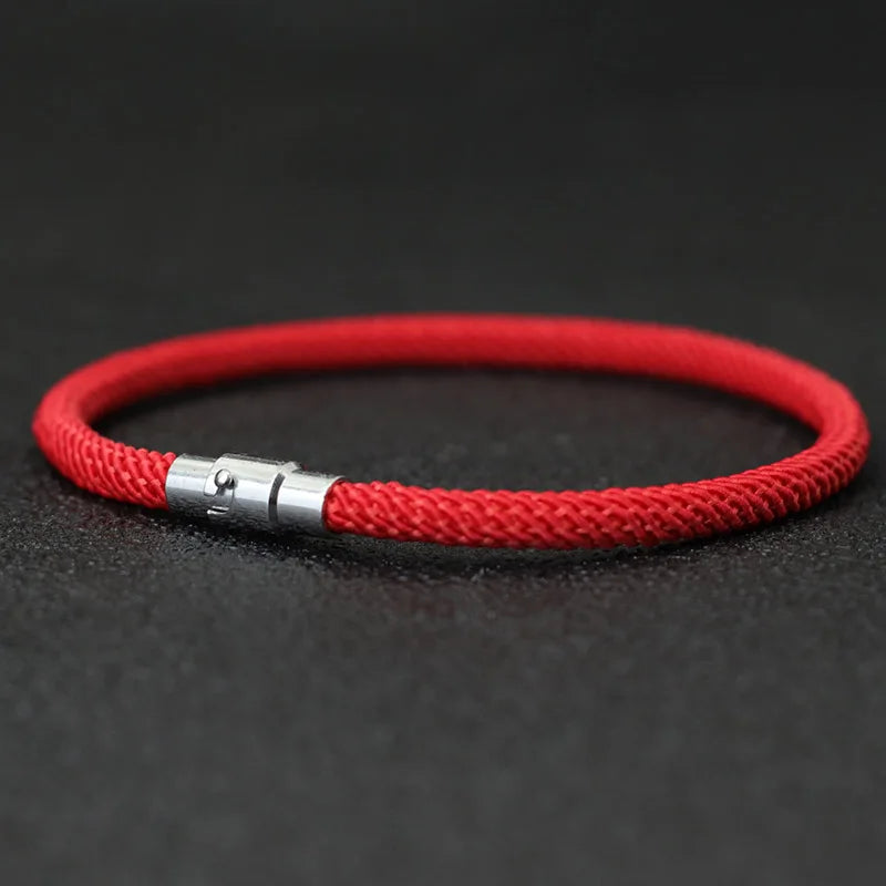 Bracelet Homme Corde Argent – Double Boucle Sécurité