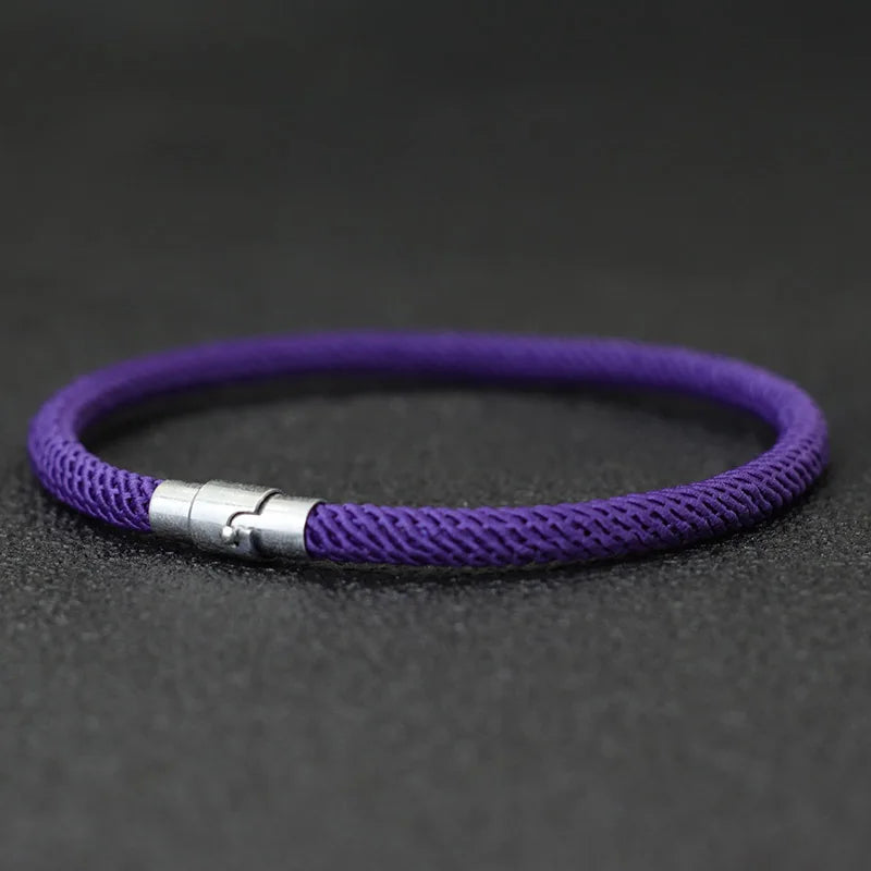 Bracelet Homme Corde Argent – Double Boucle Sécurité