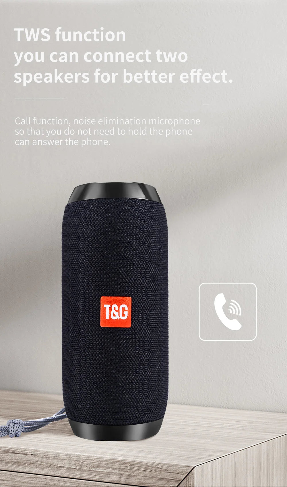 Haut-parleur Bluetooth T & G TG117, boîte de son TWS Portable