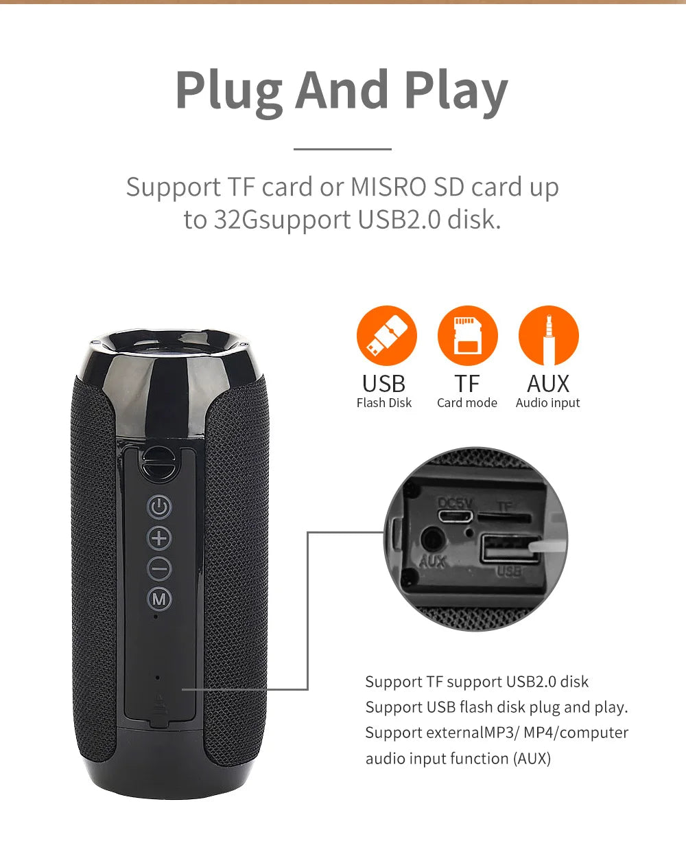Haut-parleur Bluetooth T & G TG117, boîte de son TWS Portable