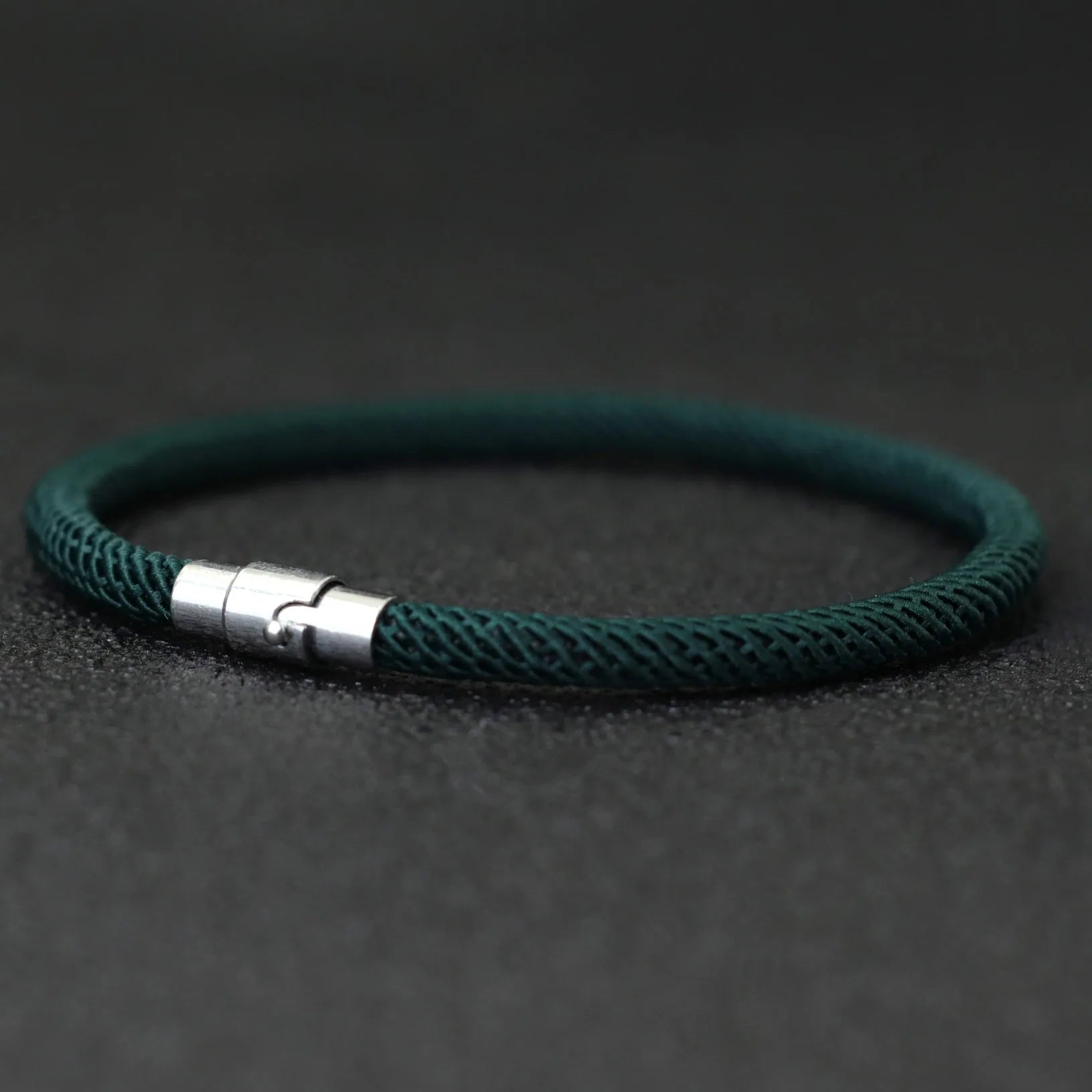 Bracelet Homme Corde Argent – Double Boucle Sécurité