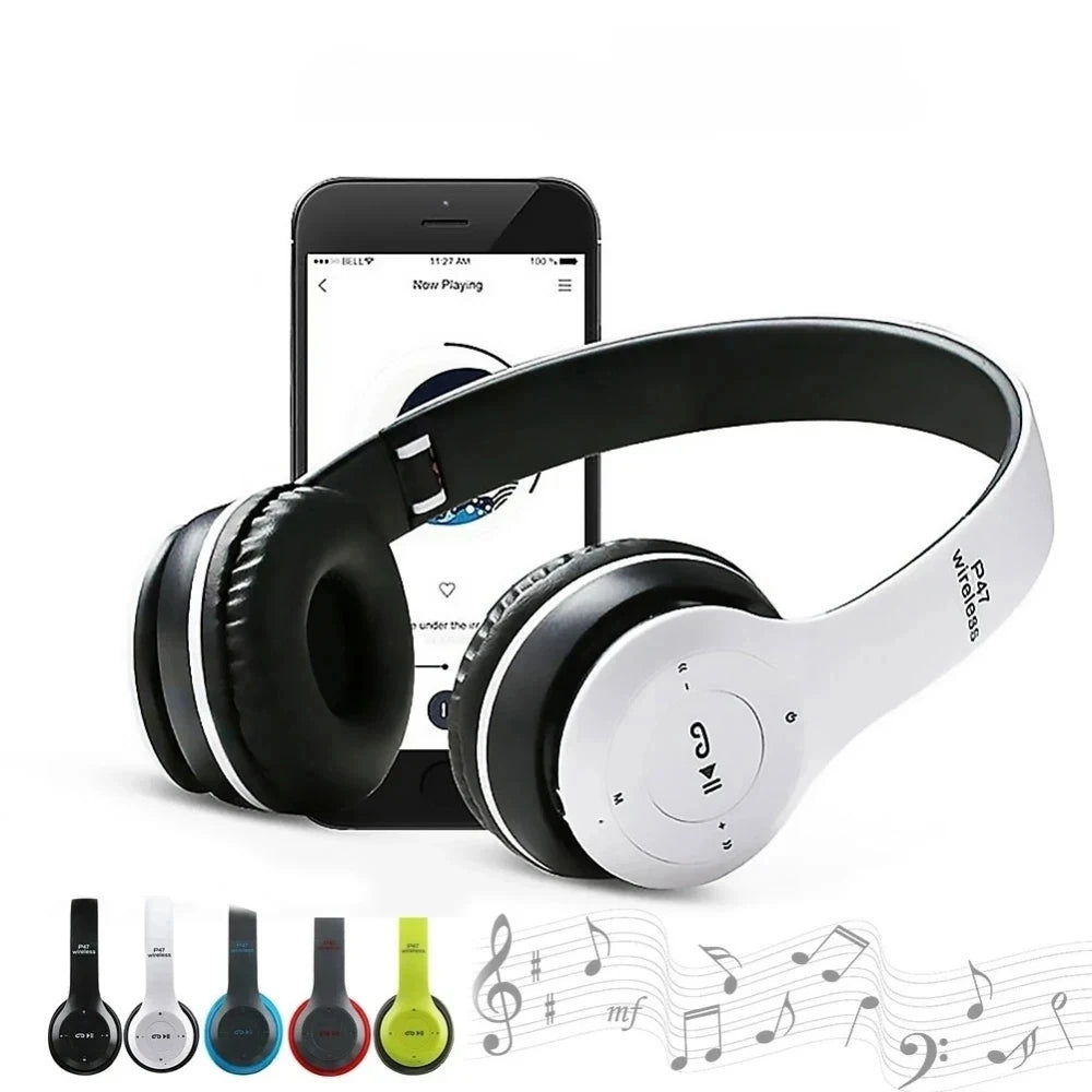 Casque Bluetooth P47 – Pliable, Stéréo HiFi, Basses puissantes