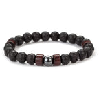 Bracelet Homme en Pierre de Lave – Perles 8mm & Bouddha Tibétain, Fait Main